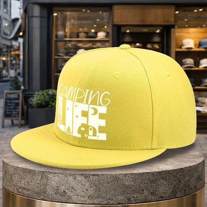 Camping Life Outdoor Adventure Flat Brim Snapback Cap