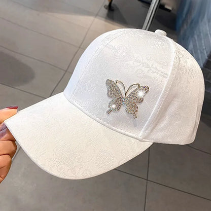 Rhinestone Butterfly Lace Pattern Summer Baseball Cap