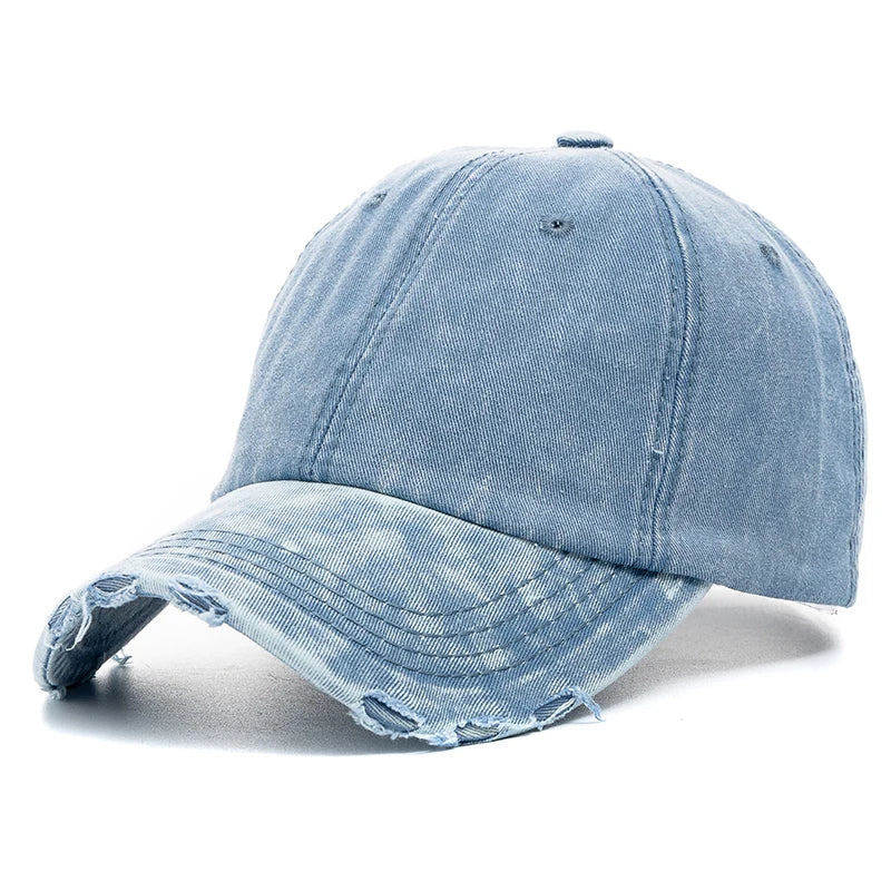Washed Cotton High-Quality Denim Plain Unisex Baseball Cap