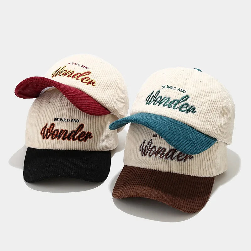 WONDER Corduroy Embroidered Winter Baseball Cap