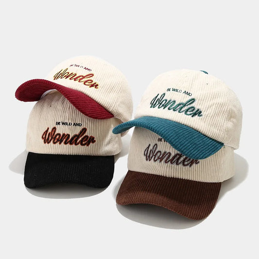 Vintage Corduroy WONDER Embroidered Baseball Cap