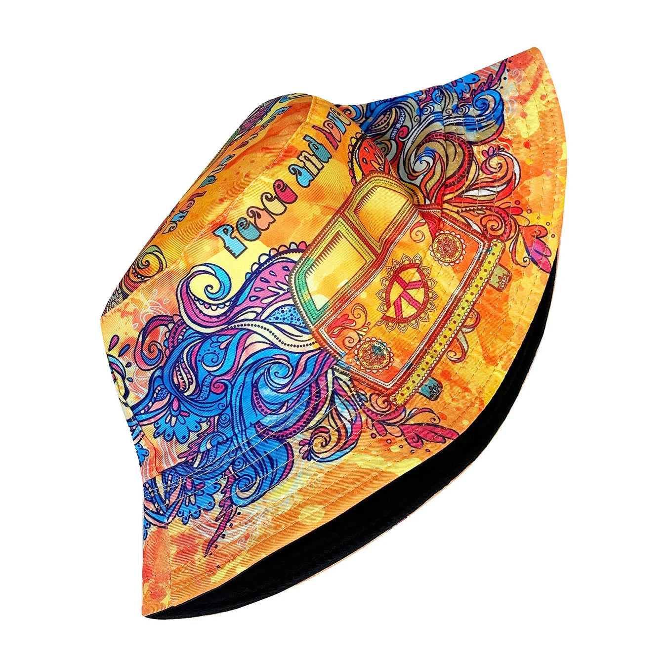 Peace and Love Reversible Colorful Bucket Hat