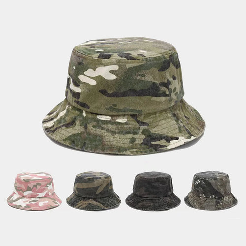 Washed Cotton Camouflage Outdoor Fisherman Bucket Hat
