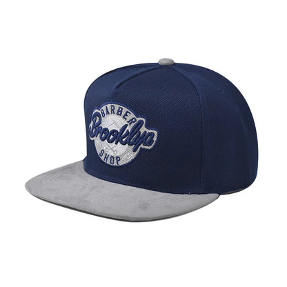 Brooklyn Embroidery Pattern Flat Bill Snapback Cap