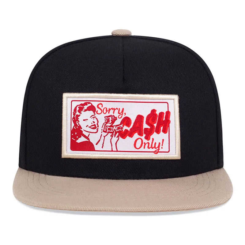 CASH Embroidered Flat Brim Street Hip Hop Baseball Hat