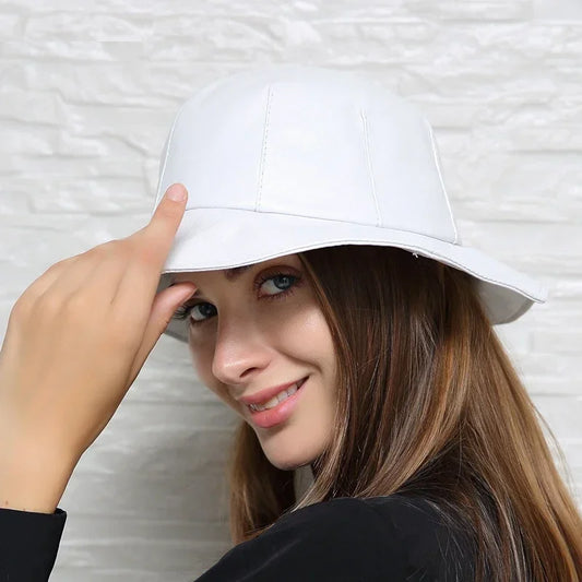 Winter Genuine Leather Women's Bucket Hat