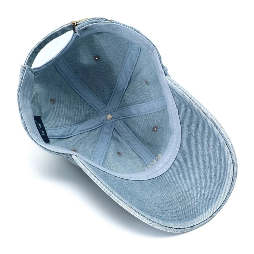 Unisex Vintage NYC Embroidery Washed Denim Baseball Cap