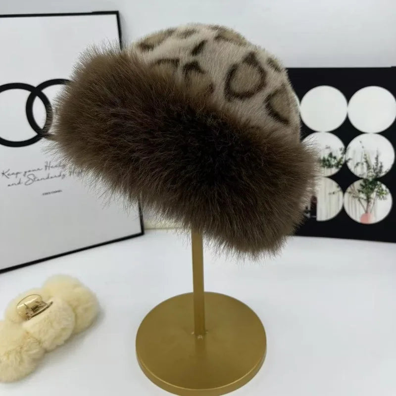 Leopard Print Warm Winter Bucket Hat