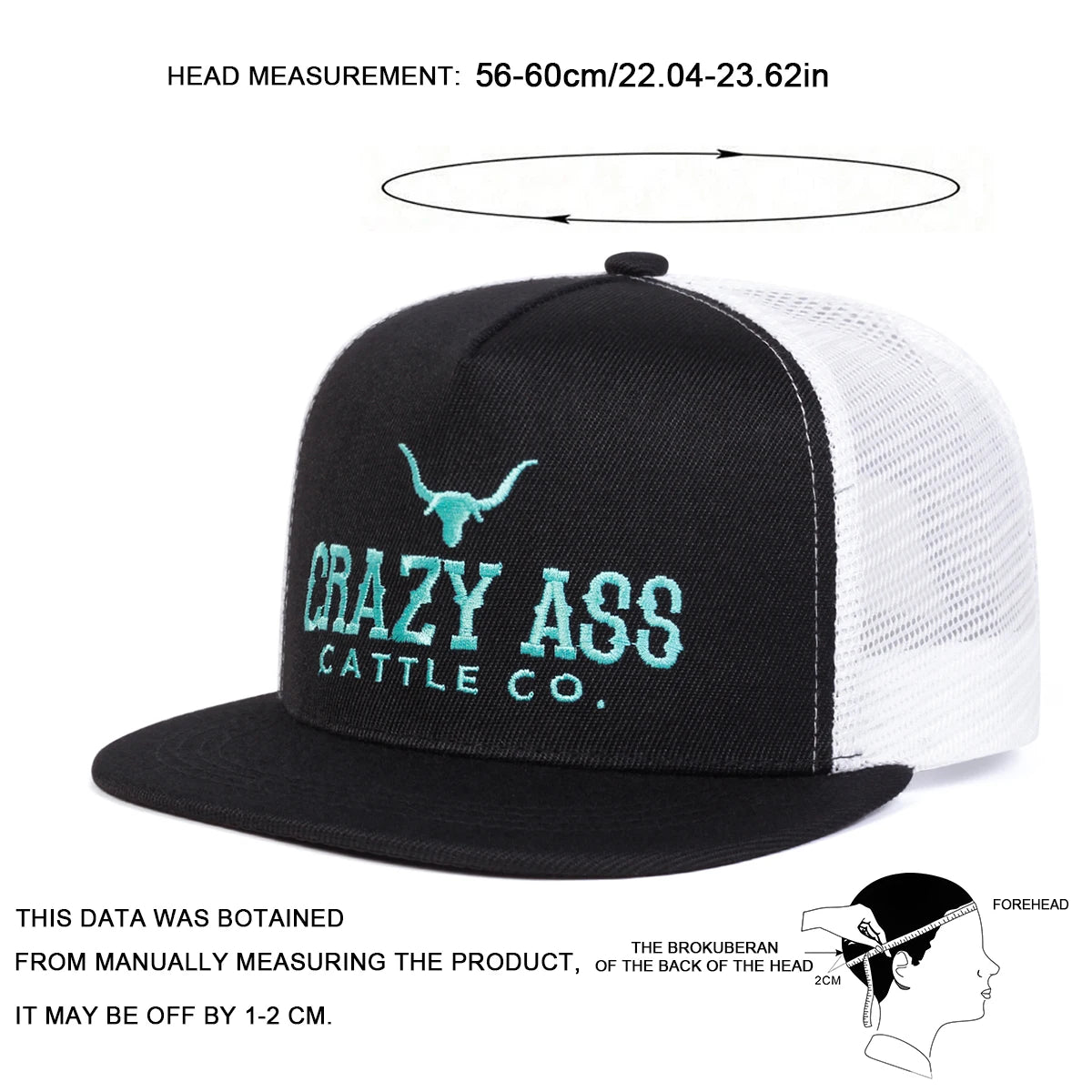 Unisex CRAZY ASS CATTLE CO Embroidery Hip-hop Net Hats