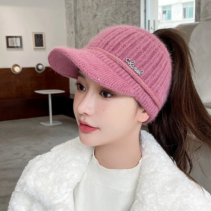 Knitted Velvet Lined Winter Baseball Cap