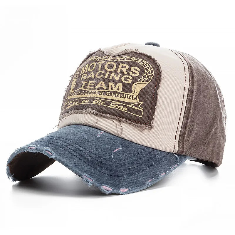 Washed Cotton Distressed Snapback Cap