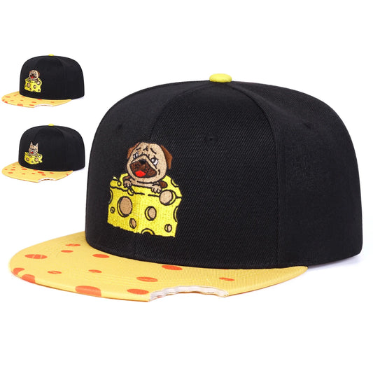 Unisex Cheese Pug Embroidery Hip-hop Hats