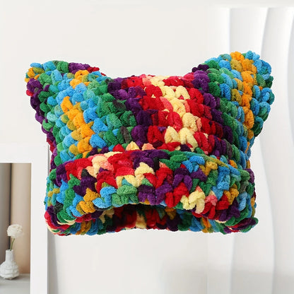 Colorful Cat Ear Crochet Bucket Hat