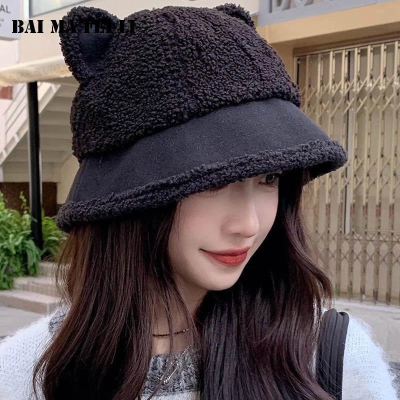 Cute Fluffy Faux Fur Winter Bucket Hat