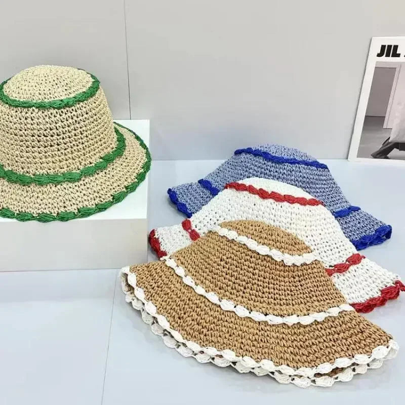Spring Autumn Handmade Crochet Lattice Women Bucket Hat