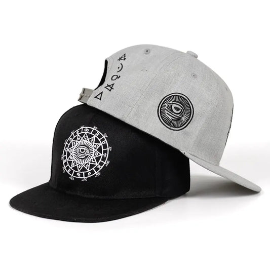 Unisex Eyes Embroidered Snapback Cap Outdoor Casual