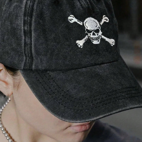 Skull And Crossbones Embroidered Baseball Cap