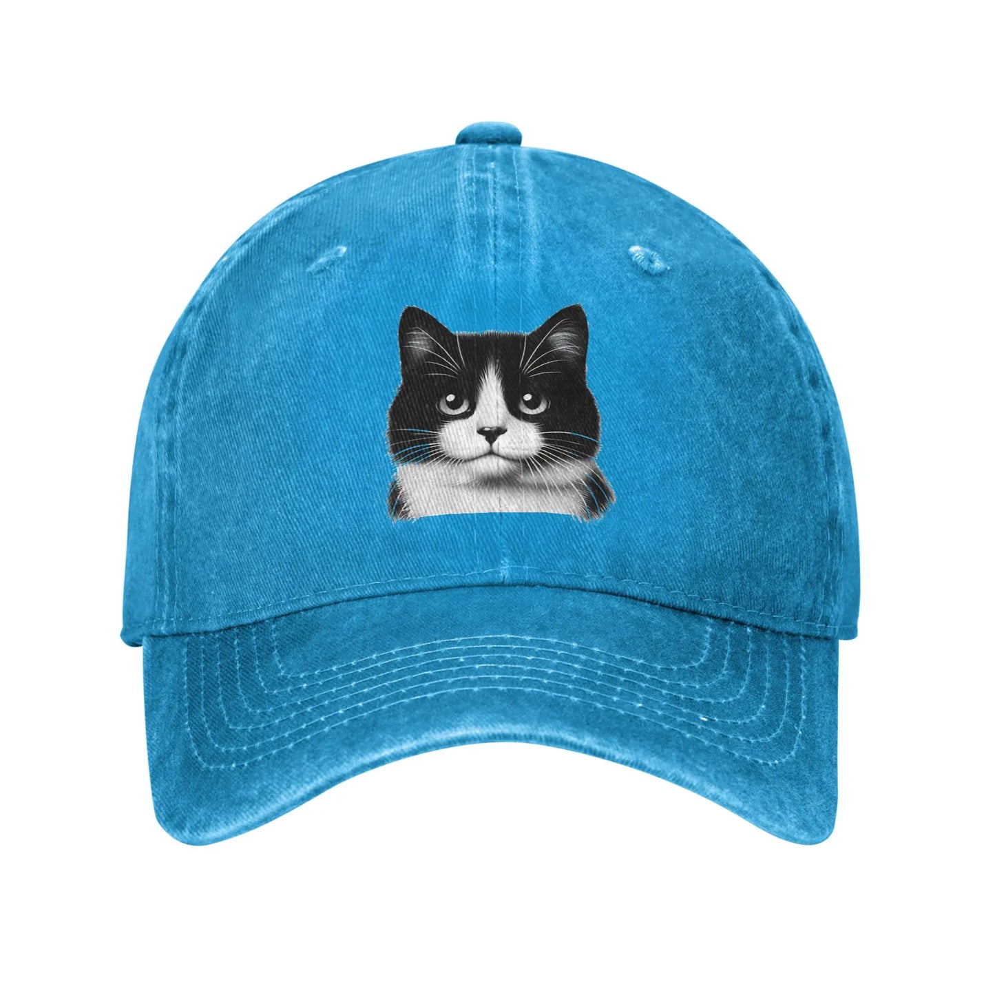 Black White Cat Washed Y2K Trucker Baseball Cap
