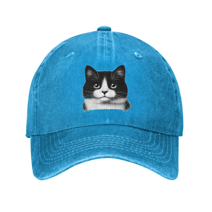 Black White Cat Washed Y2K Trucker Baseball Cap