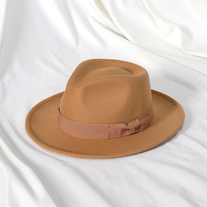 Elegant Bow Tie Wool Jazz Bucket Hat