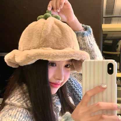 Cute Plush Autumn Winter Fisherman Bucket Hat