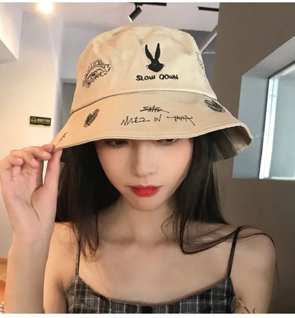Unisex Embroidered Summer Bucket Hat