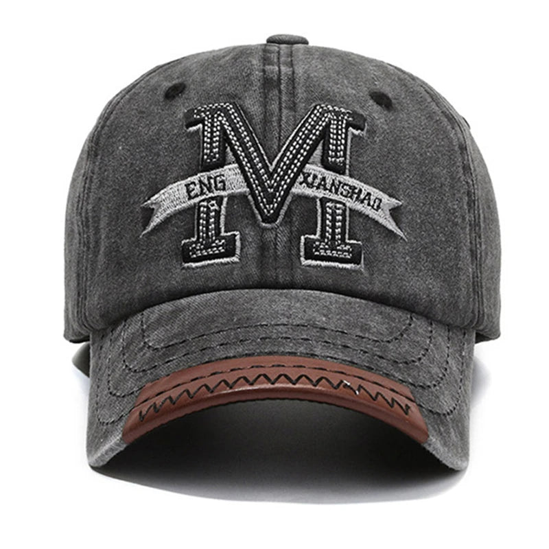 Vintage M Letter Embroidered Baseball Cap