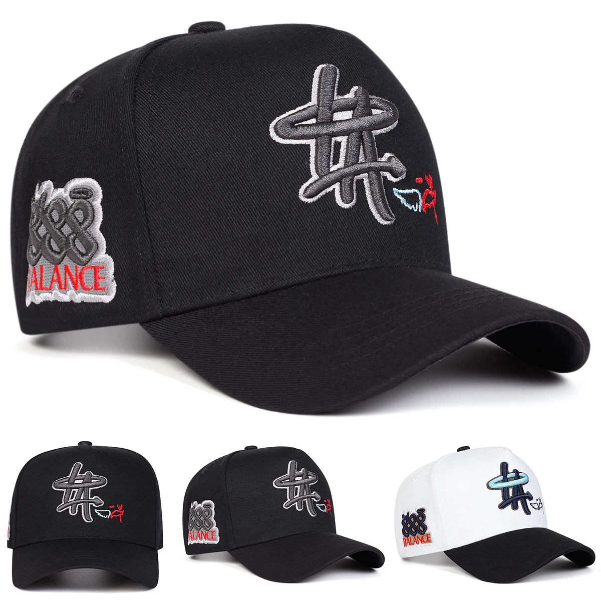 Unisex HA Letter Embroidered Adjustable Baseball Cap
