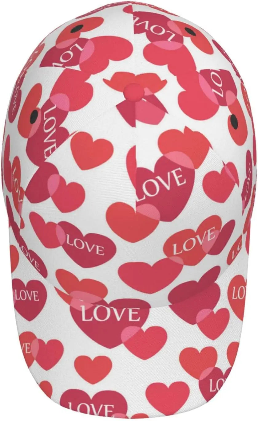 Valentines Red Hearts Adjustable Baseball Cap