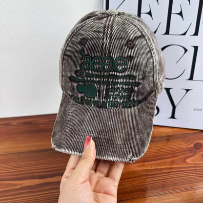 Korean Vintage Camouflage Letter Embroidered Snapback Baseball Hat