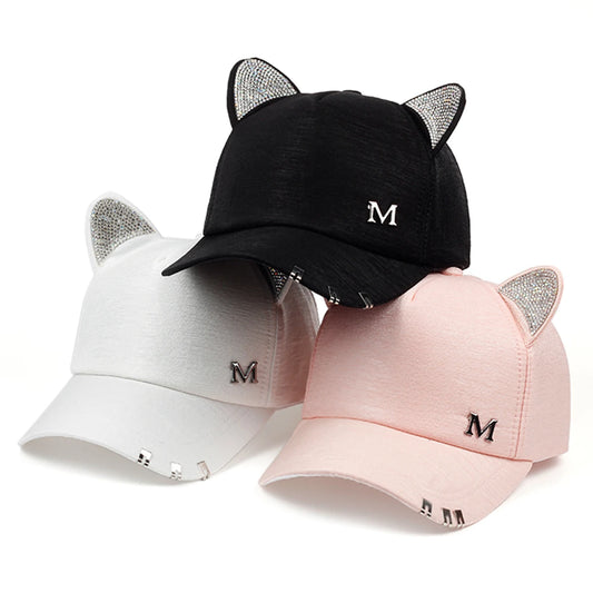 Cute Cat Ears M Label Baseball Cap