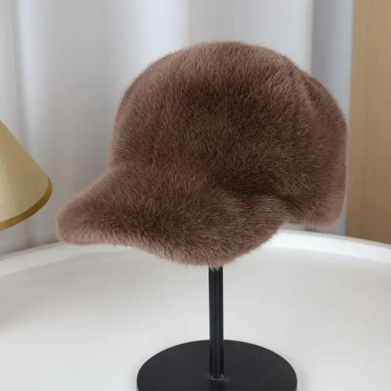 Luxury Fluffy Faux Fur Winter Baseball Cap