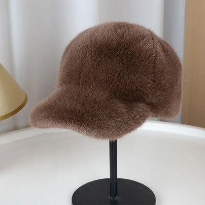 Luxury Fluffy Faux Fur Winter Baseball Cap
