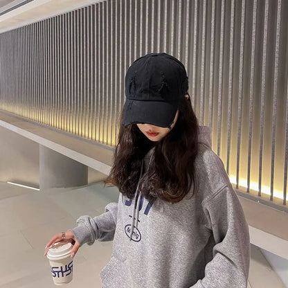 Trendy Worn Hole Letter Streetwear Baseball Cap