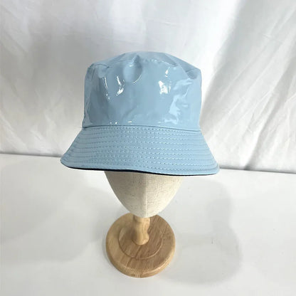 Laser Color Reversible Leather Bucket Hat Men Women