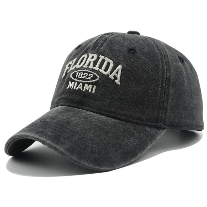 Vintage Washed Florida Embroidery Baseball Cap