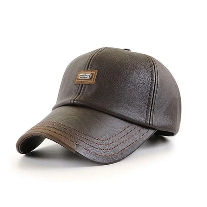 Men Adjustable Leather Winter Baseball Cap