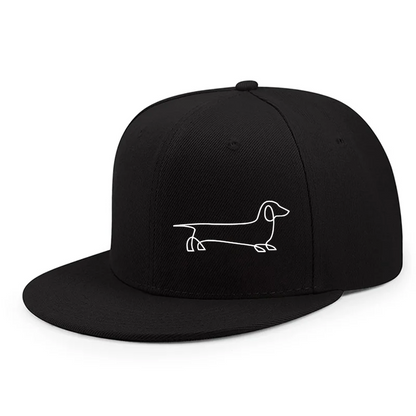 Dachshund Line Art Flat Brim Snapback Cap