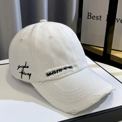 Unisex Korean Trend Distressed Embroidered Baseball Cap