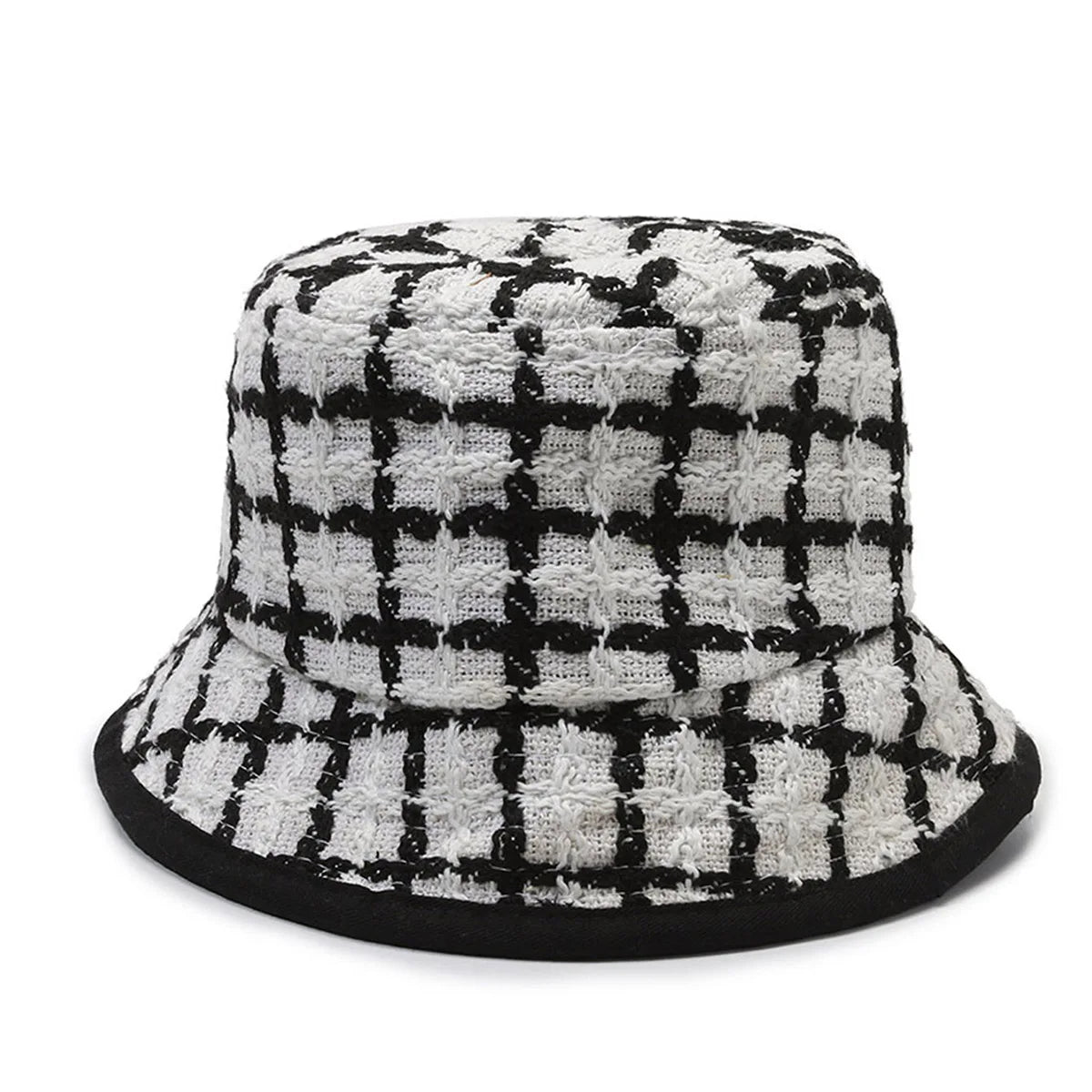Plaid Knitted Winter Fisherman Hat