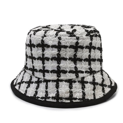 Plaid Knitted Winter Fisherman Hat