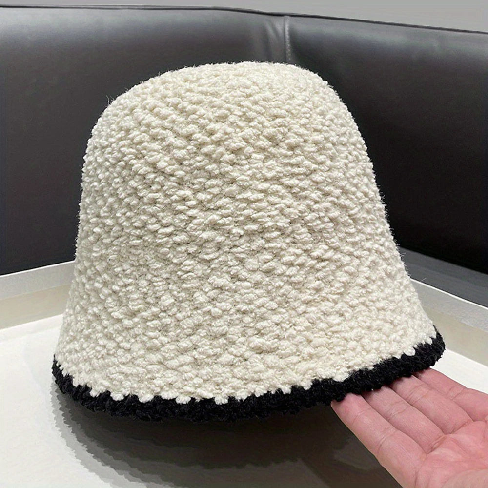 Autumn Winter Color Block Fisherman Hat
