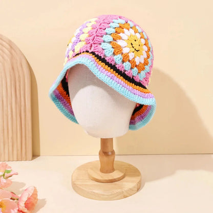 Retro Knitted Sunflower Fisherman Hat