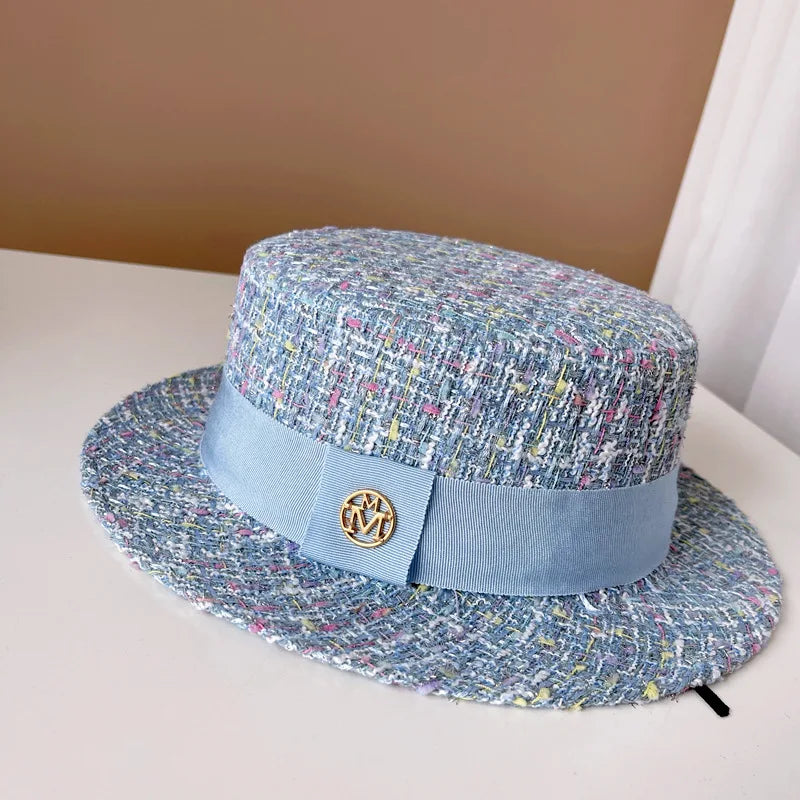 Xiao Xiang Pearl Tweed Flat Top Bucket Hat