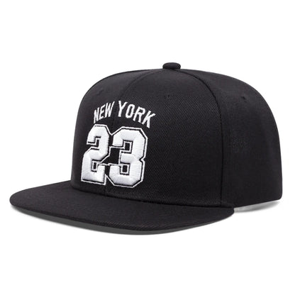 No 23 New York Embroidered Flat Edge Baseball Cap