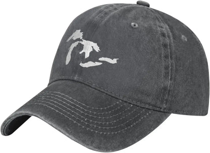 Great Lakes Michigan Outline Washed Baseball Cap