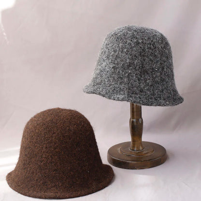 Vintage Wool Korean Winter Bucket Hat
