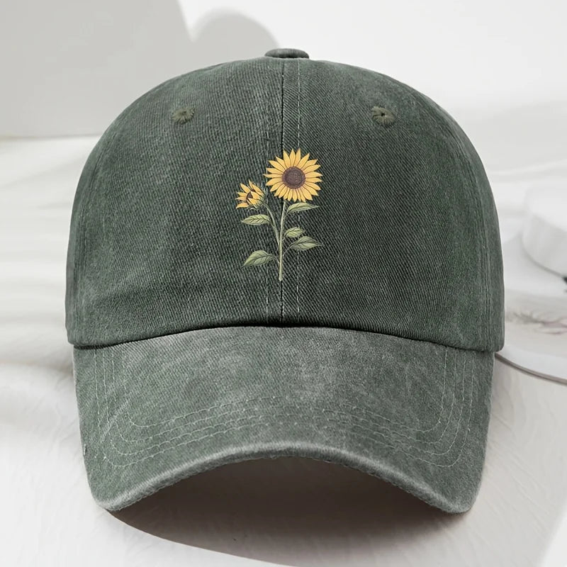 Retro Sunflower Pattern Dad Baseball Hat