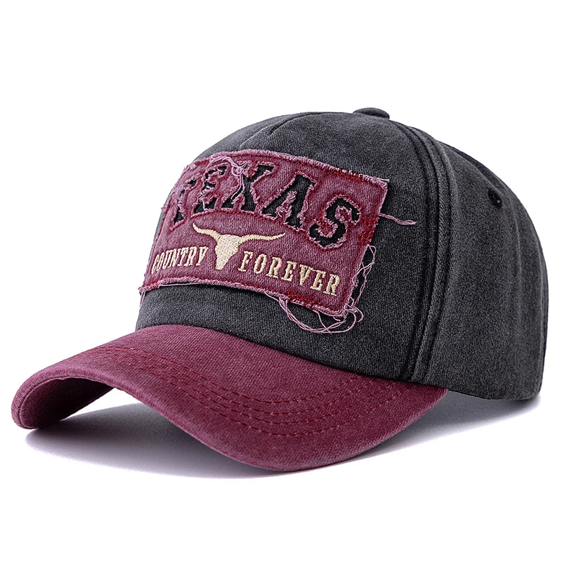 Washed Texas Letter Embroidered Baseball Cap