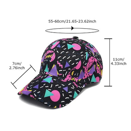 Spring Polyester Graffiti Print Adjustable Unisex Baseball Cap